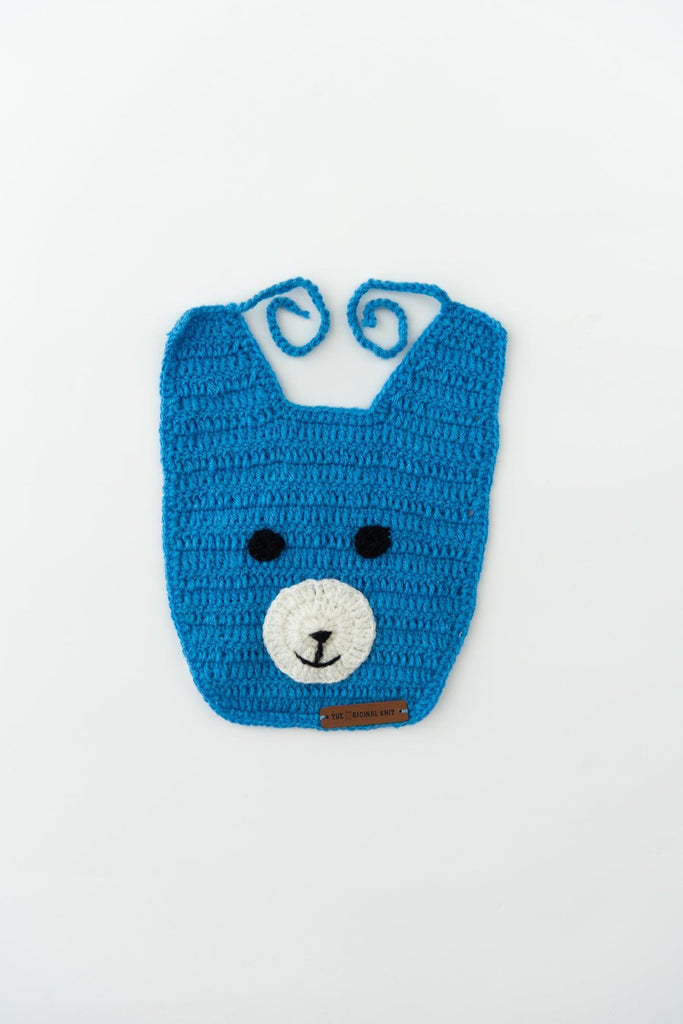 Handmade Teddy Bib- Blue - The Original Knit