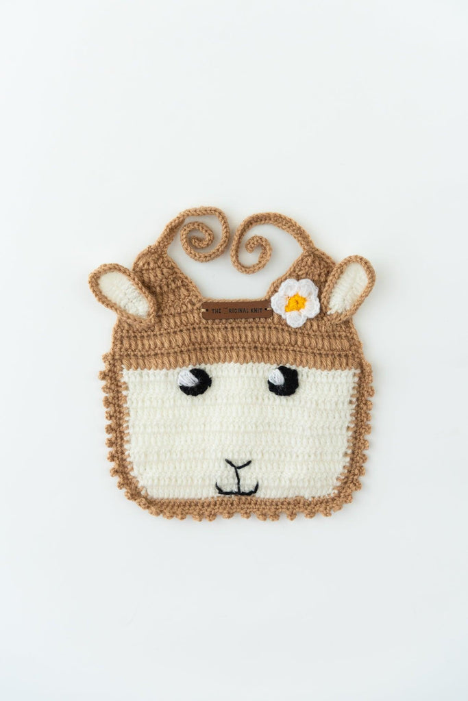 Handmade Sheep Bib- Off White & Beige - The Original Knit