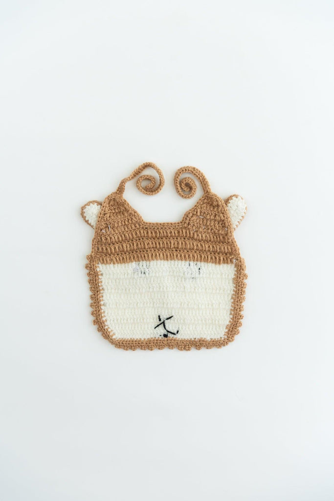 Handmade Sheep Bib- Off White & Beige - The Original Knit