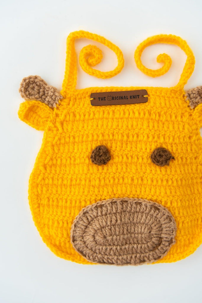 Handmade Giraffe Bib- Yellow - The Original Knit