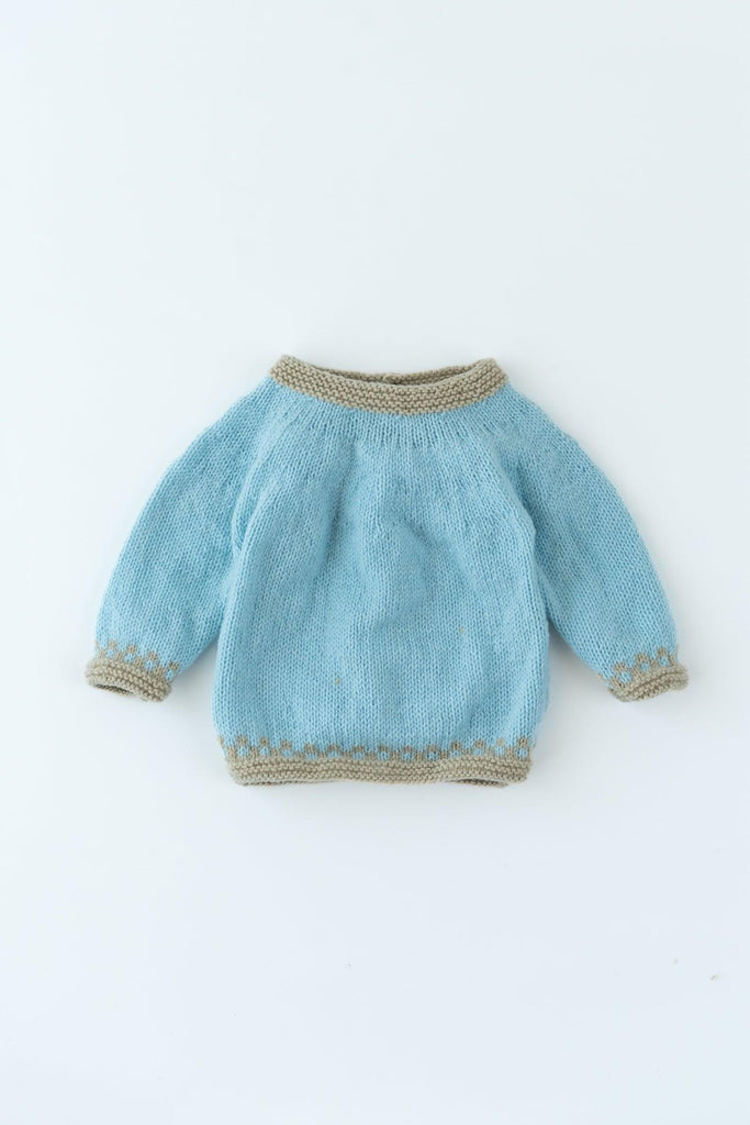 Handmade Sweater Set- Ice Blue & Beige - The Original Knit