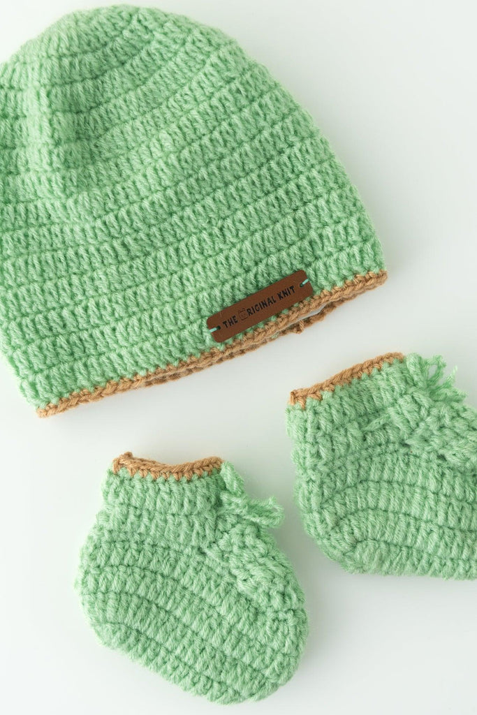 Monkey Design Handmade Sweater Set- Light Green - The Original Knit