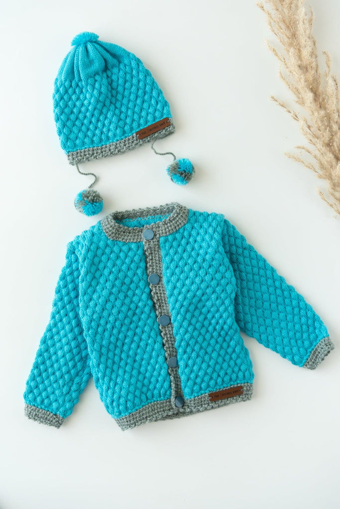 Handmade Sweater Set- Blue & Grey - The Original Knit