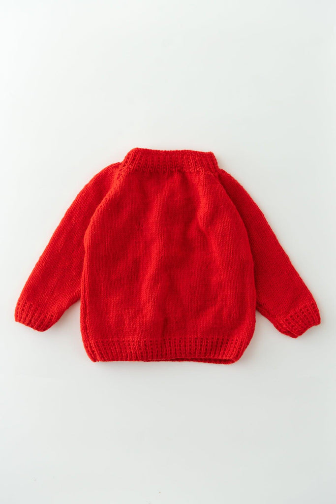 Elephant Patch Handmade Sweater Set- Red - The Original Knit