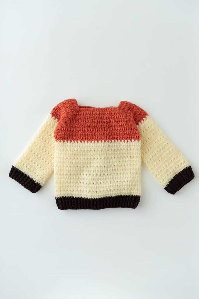 ColourBlocked Handmade Sweater Set Handmade Sweater Set- Off White & Orange - The Original Knit