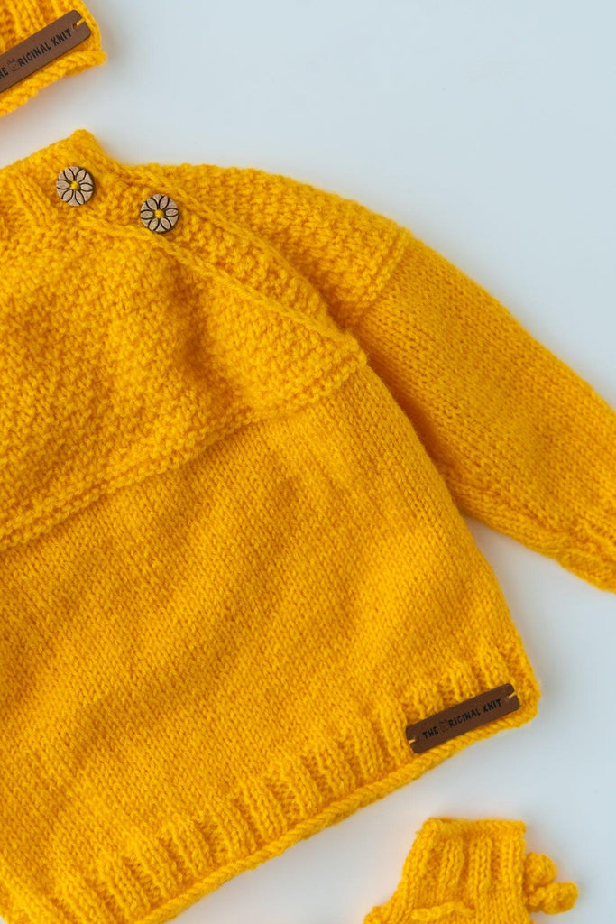 Self Design Handmade Sweater Set- Yellow - The Original Knit