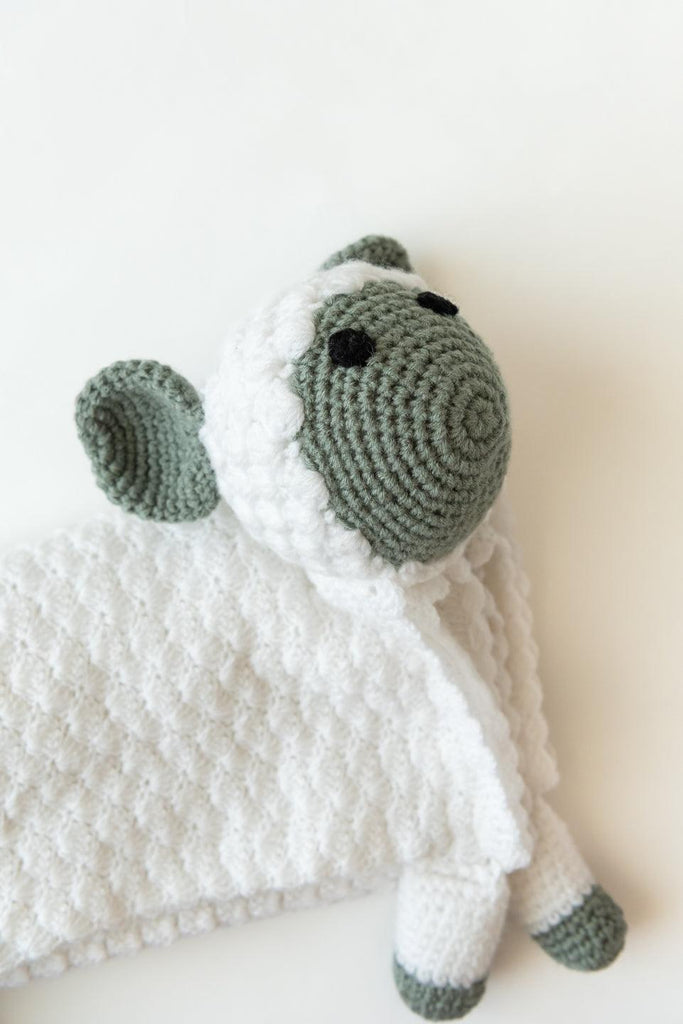 Handmade Sheep Crochet Blanket- White & Grey - The Original Knit