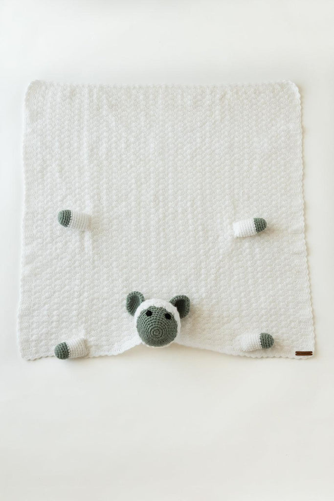 Handmade Sheep Crochet Blanket- White & Grey - The Original Knit