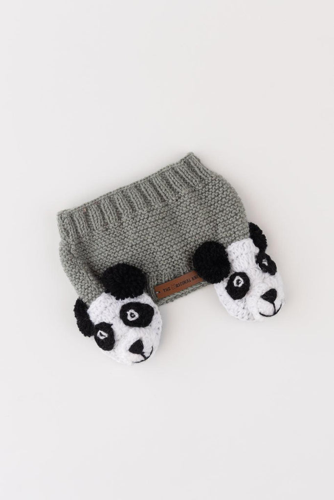 Panda design Knitted Ear warmer- Grey - The Original Knit