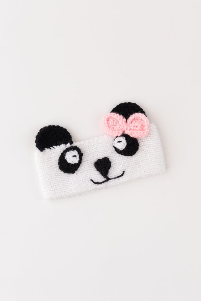 Panda Design Knitted Ear Warmer- White & Black - The Original Knit