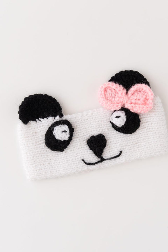 Panda Design Knitted Ear Warmer- White & Black - The Original Knit