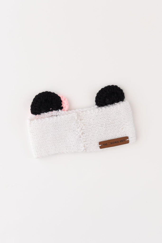 Panda Design Knitted Ear Warmer- White & Black - The Original Knit