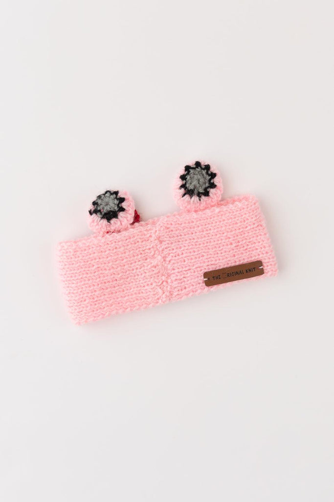 Teddy Design Knitted Ear Warmer- Pink - The Original Knit