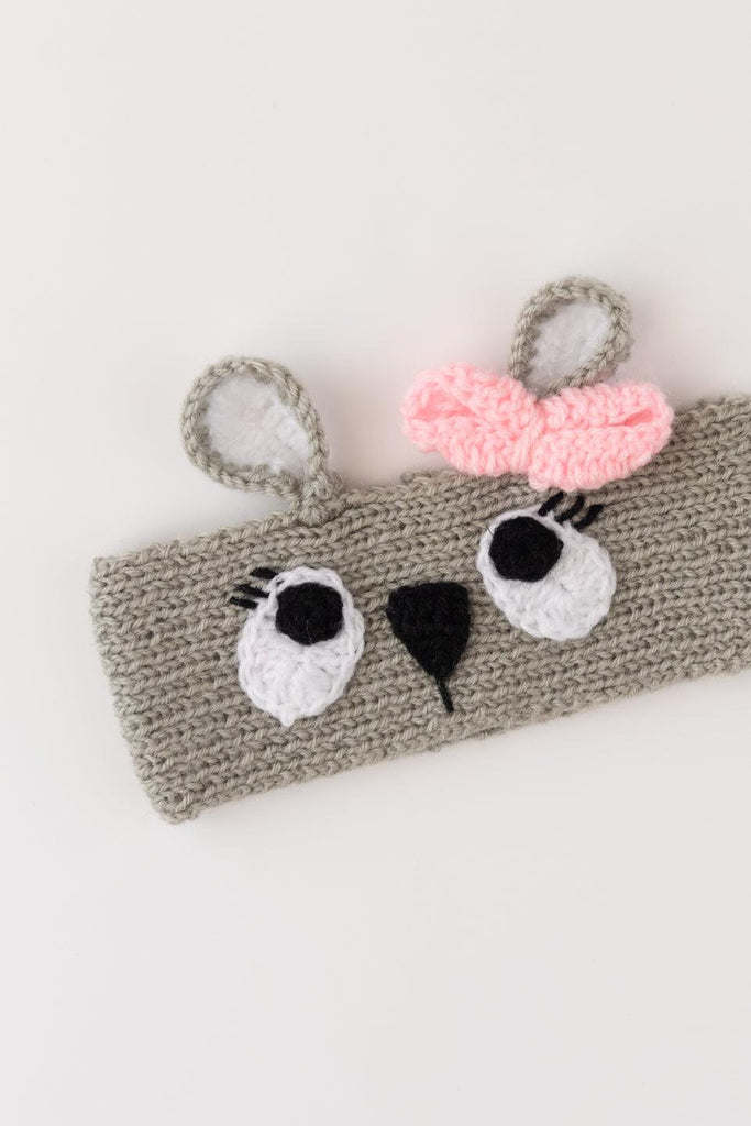 Tiny Bow Knitted Ear Warmer- Grey - The Original Knit