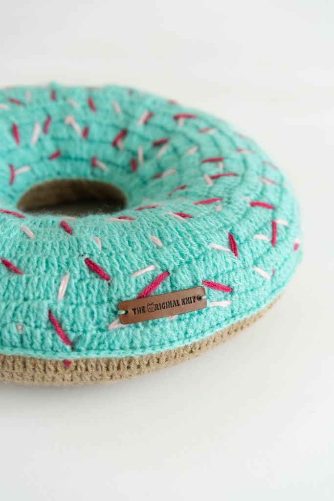 The Minty Pistachio Donut Cushion- Turquoise - The Original Knit