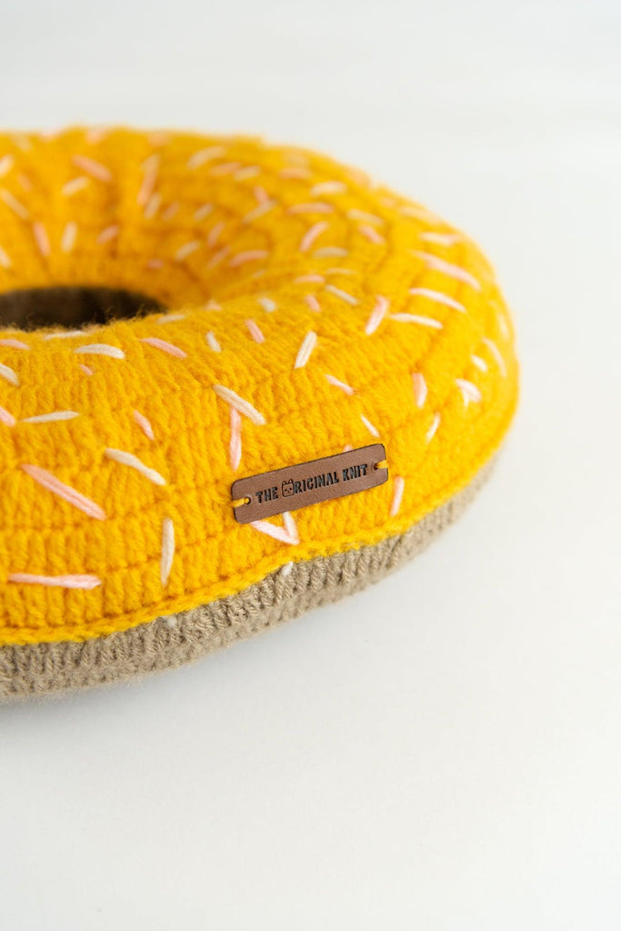 The Zingy Lemon Donut Cushion- Yellow - The Original Knit