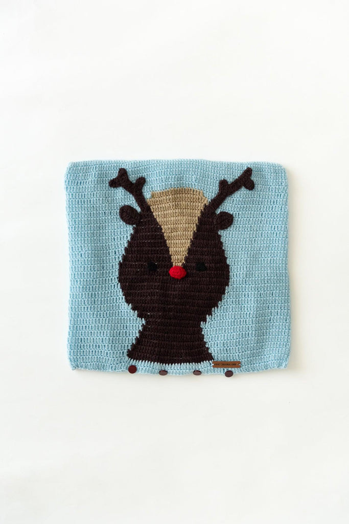 Reindeer Cushion Cover- Ice Blue - The Original Knit