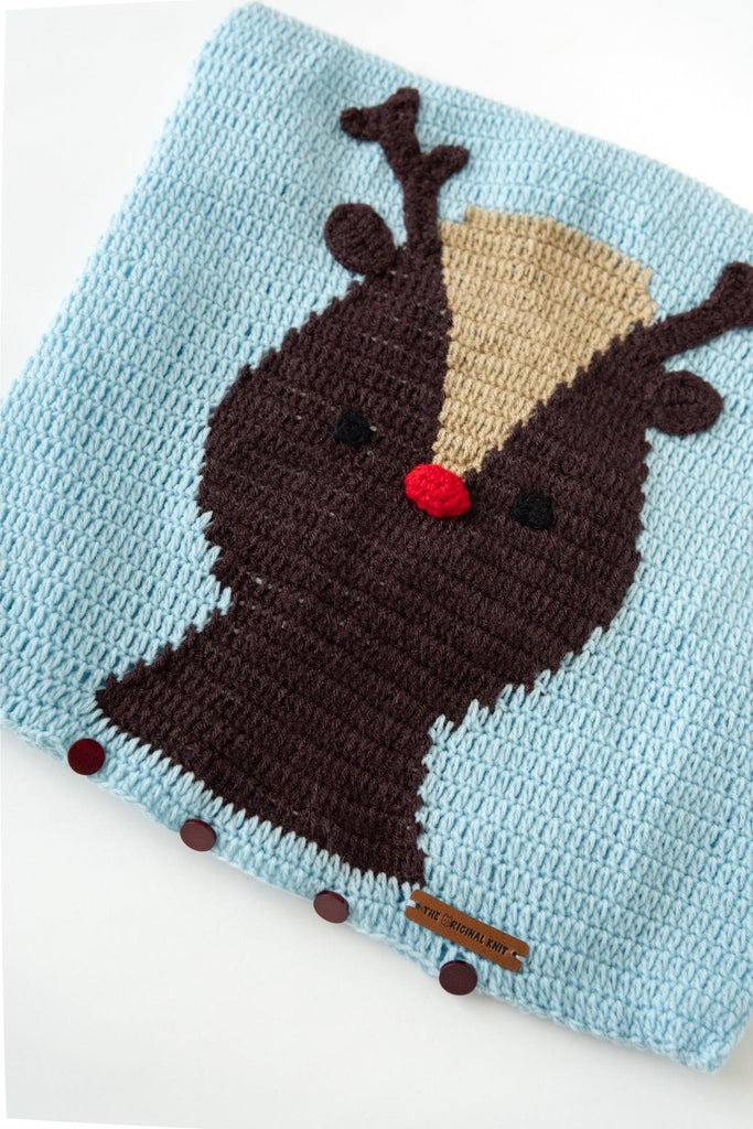 Reindeer Cushion Cover- Ice Blue - The Original Knit