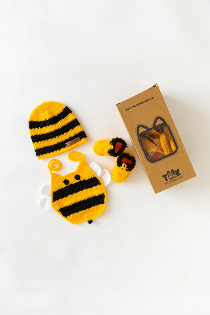 Curated Yellow & Black Bumble Bee Gift Box( Set Of 3) - The Original Knit