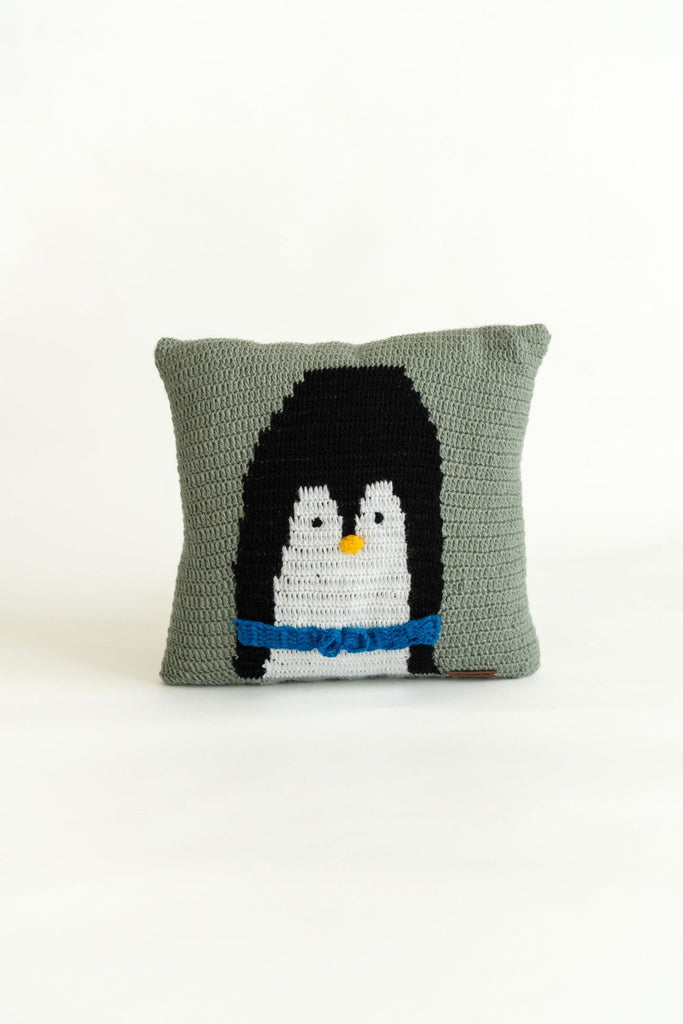 Penguin Cushion Cover- Grey - The Original Knit