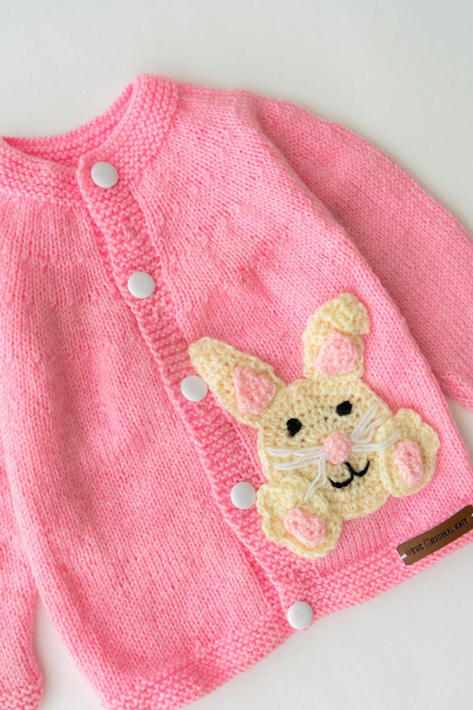 Handmade Rabbir Face Sweater Set- Baby Pink - The Original Knit