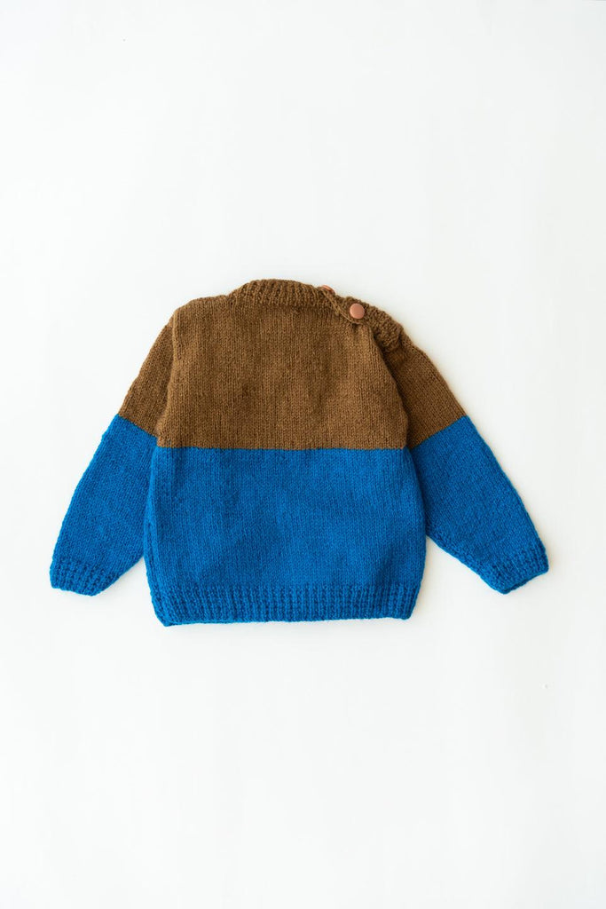 Embroidered Handmade Sweater Set- Brown & Blue - The Original Knit