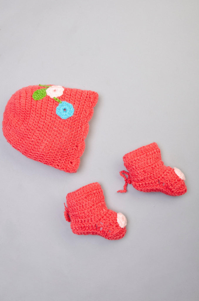 Crochet Cap & Socks- Red