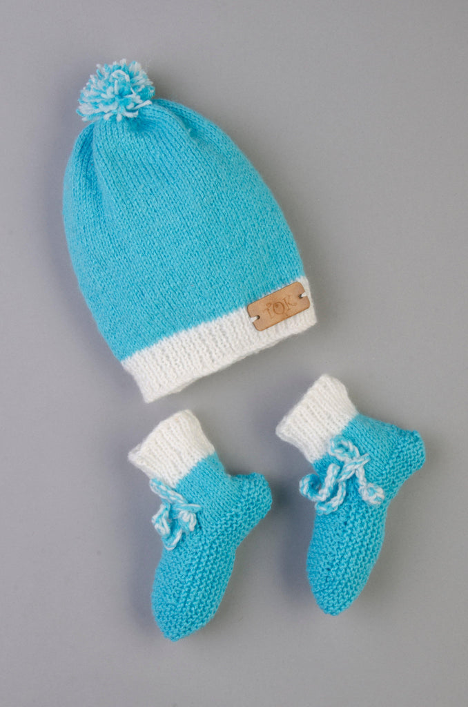 Knitted Cap & Socks- Blue & White - The Original Knit