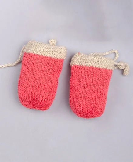 Unisex Handmade Mittens- Red & Beige - The Original Knit
