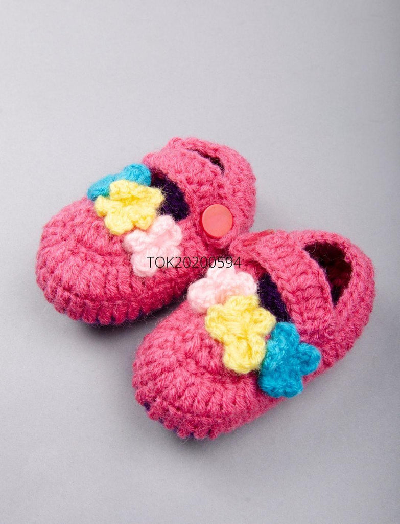 Colourful Flower Booties- Magenta