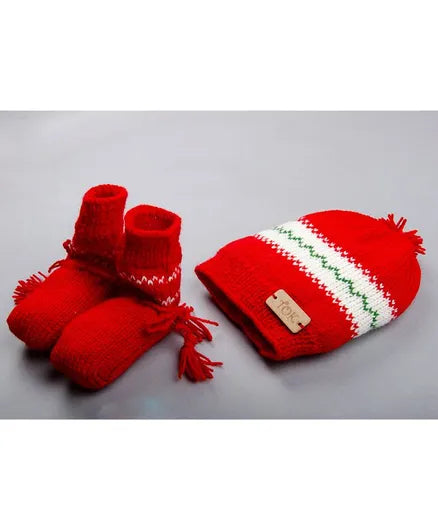 Knitted  Cap & Socks- Red & White - The Original Knit
