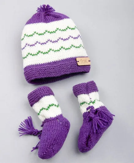 Knitted  Cap & Socks- Purple & White - The Original Knit