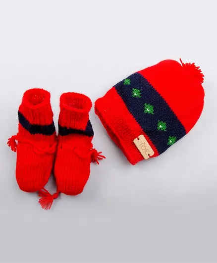 Knitted Cap & Socks- Red & Navy Blue - The Original Knit