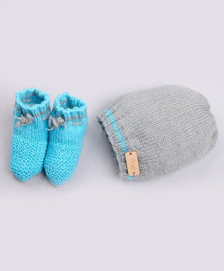 Ribbed Cap & Socks- Blue & Grey - The Original Knit