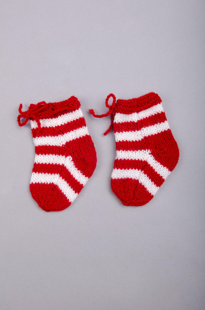 Handmade Striped Socks- Red & White
