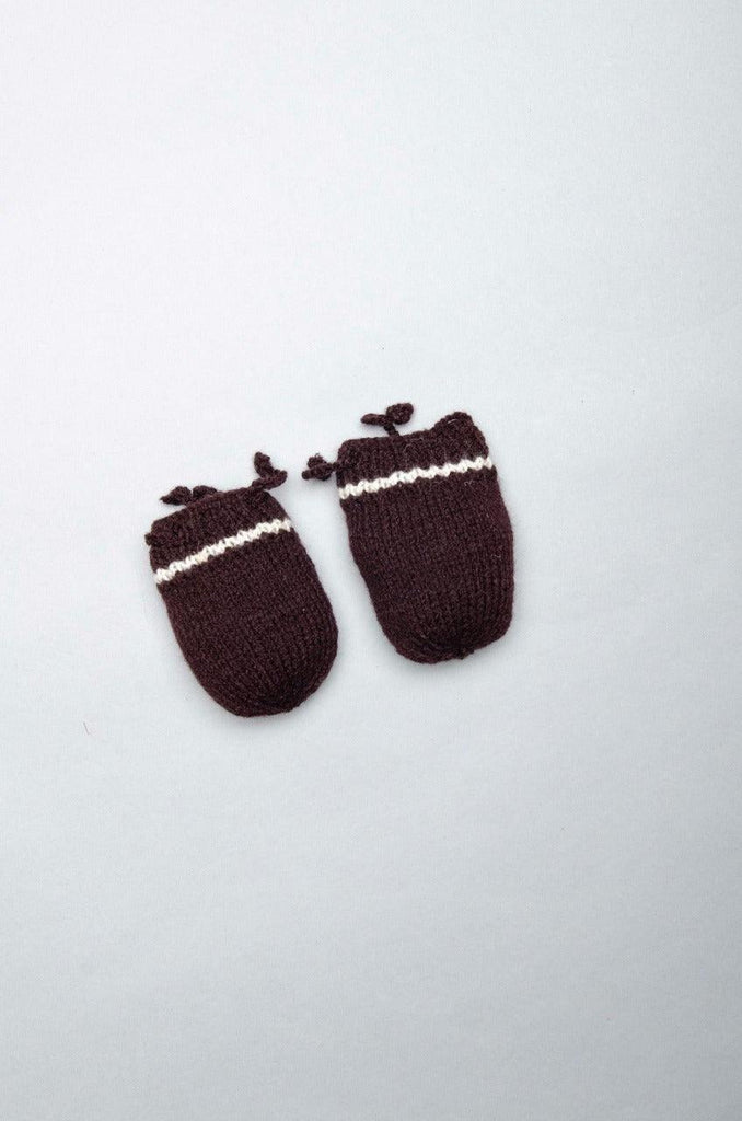 Handmade Solid Mittens- Brown - The Original Knit