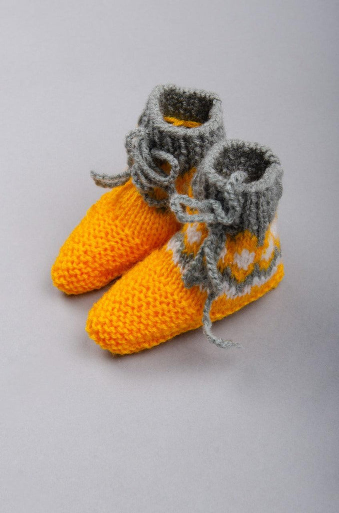 Handmade Socks- Yellow & Grey - The Original Knit