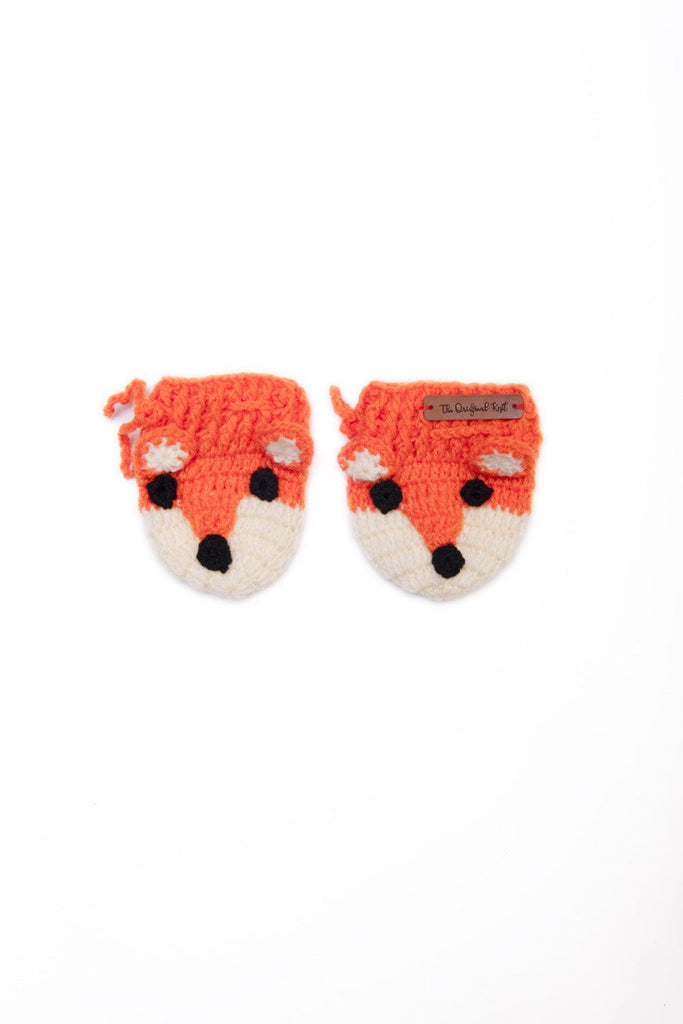 Handmade Fox Face Mittens- Orange