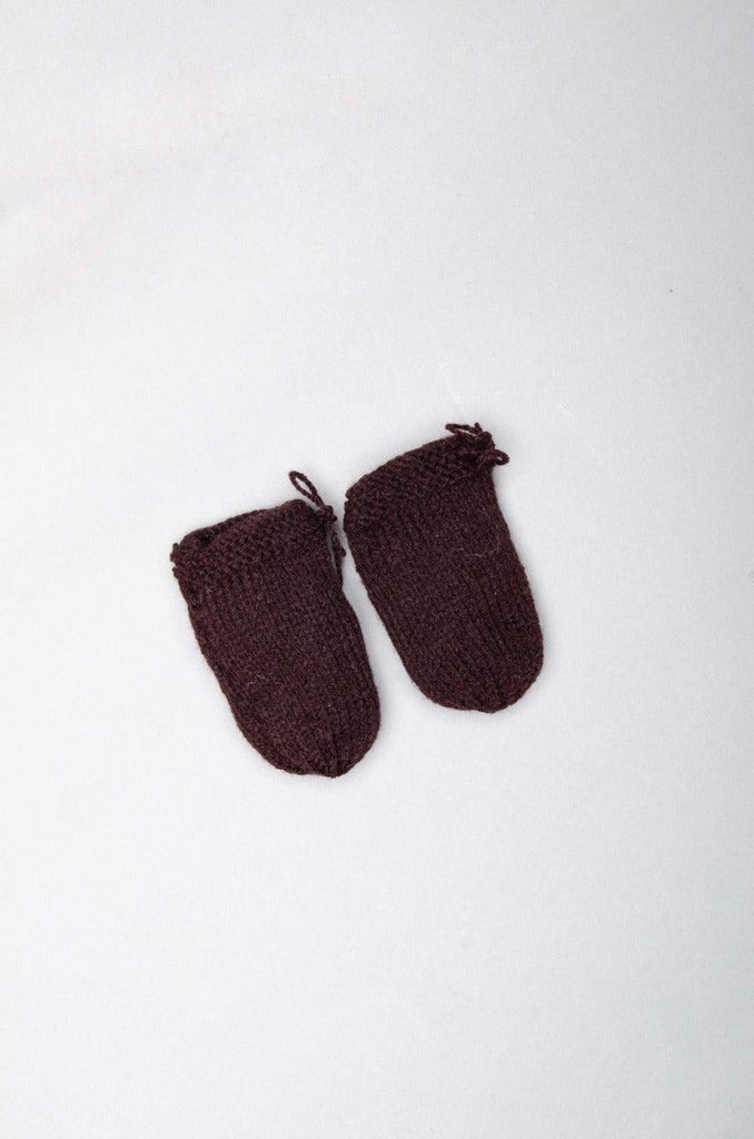 Handmade Solid Mittens- Brown - The Original Knit