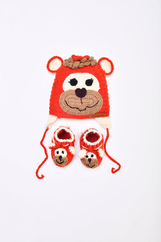 Handmade Monkey Cap & Booties- Rust - The Original Knit