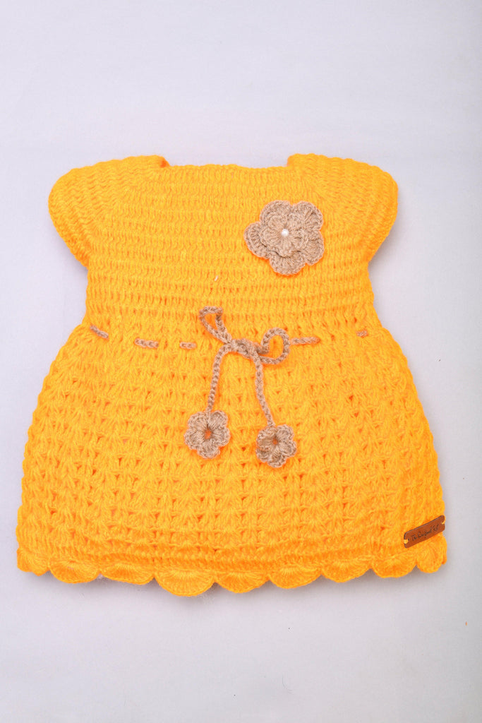 Flower Embellished Fit & Flare Dress-Yellow - The Original Knit