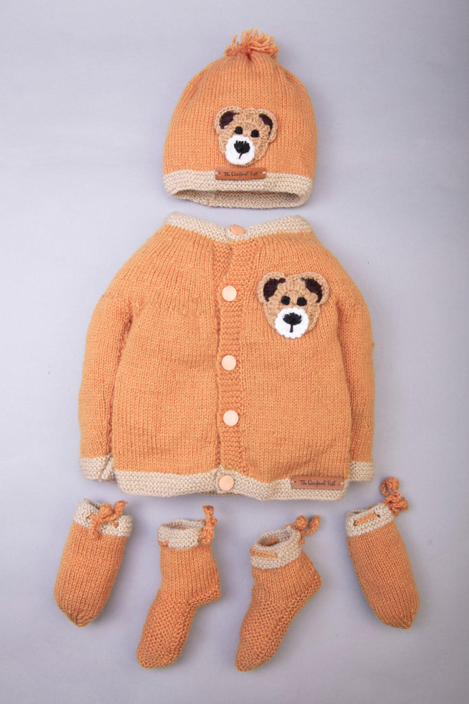 Teddy Patch Sweater Set- Brown - The Original Knit