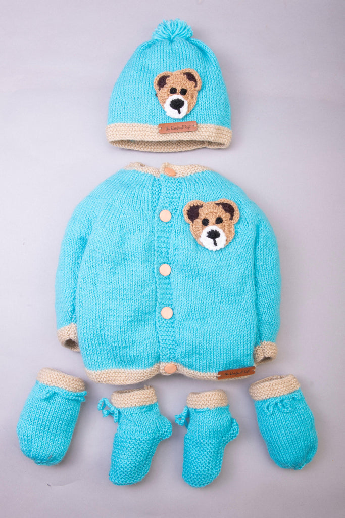 Teddy Patch Sweater Set- Blue - The Original Knit