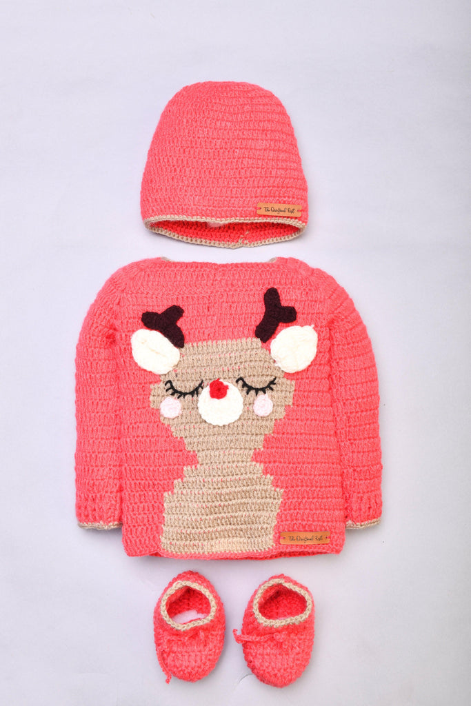 Sleepy Deer Sweater Set- Red - The Original Knit