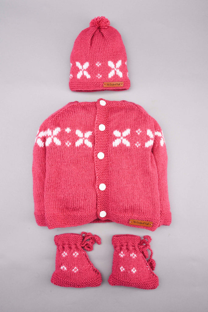 Handmade Sweater Set- Pink & White - The Original Knit
