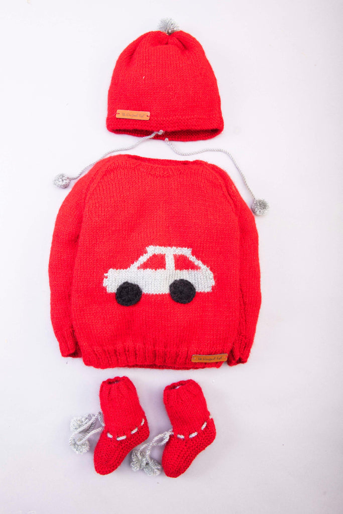 The Racing Car Sweater Set- Red - The Original Knit
