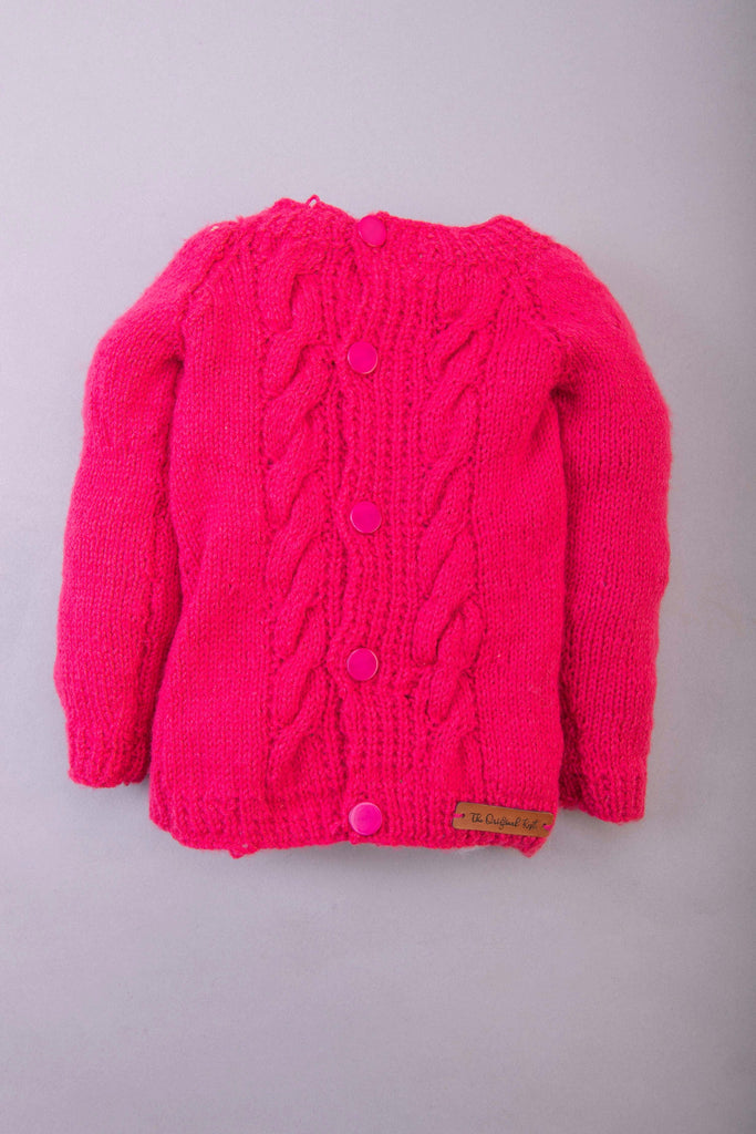 Handmade Cable Design Sweater- Pink - The Original Knit