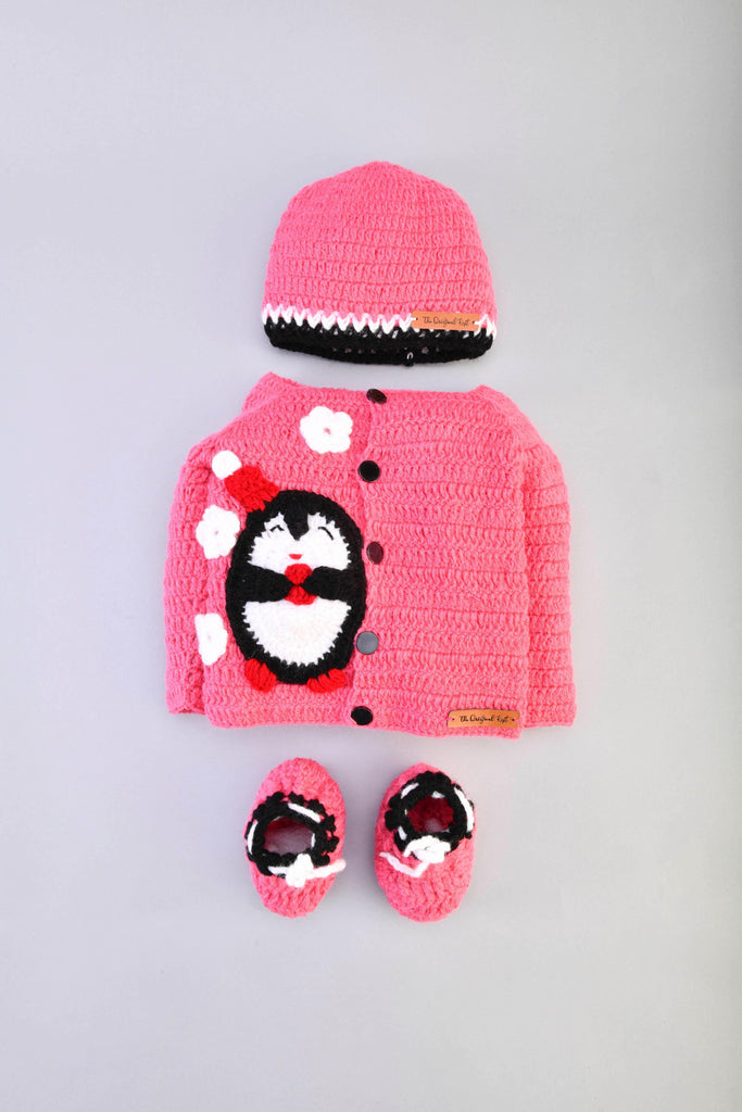 Handmade Penguin Sweater Set- Pink - The Original Knit