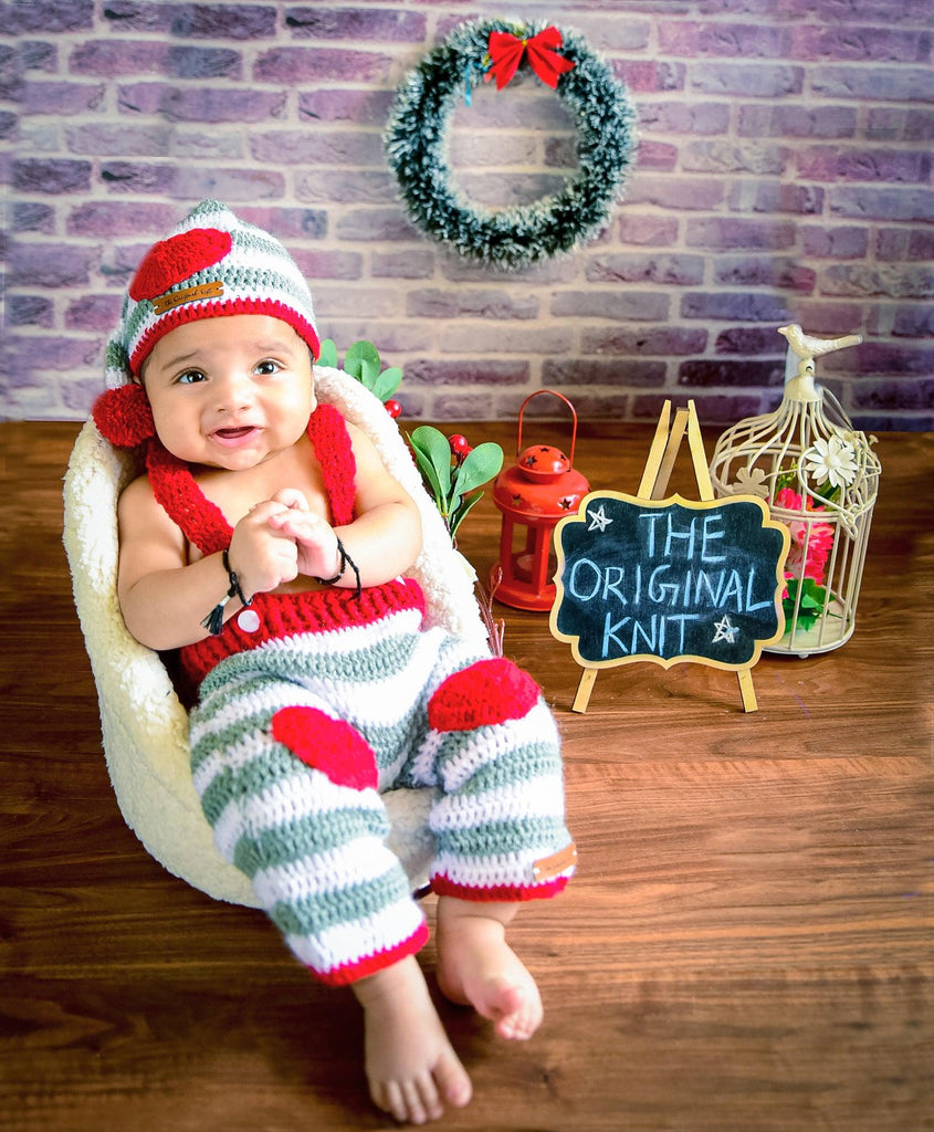 Dungaree & Cap Photography Outfit- Red & Grey