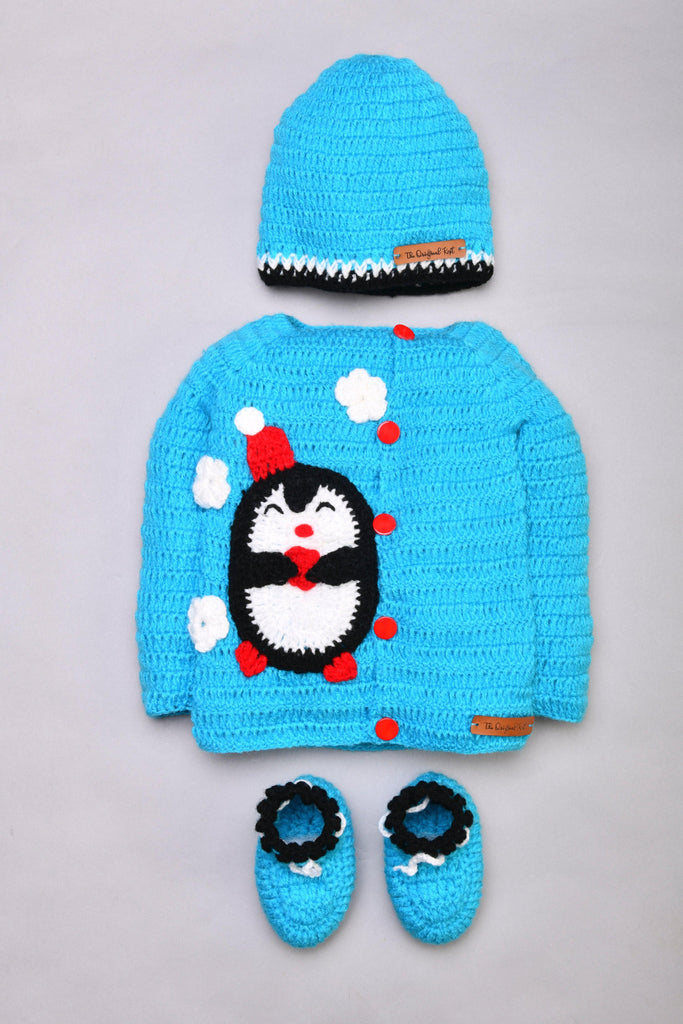 Handmade Penguin Sweater Set- Blue - The Original Knit